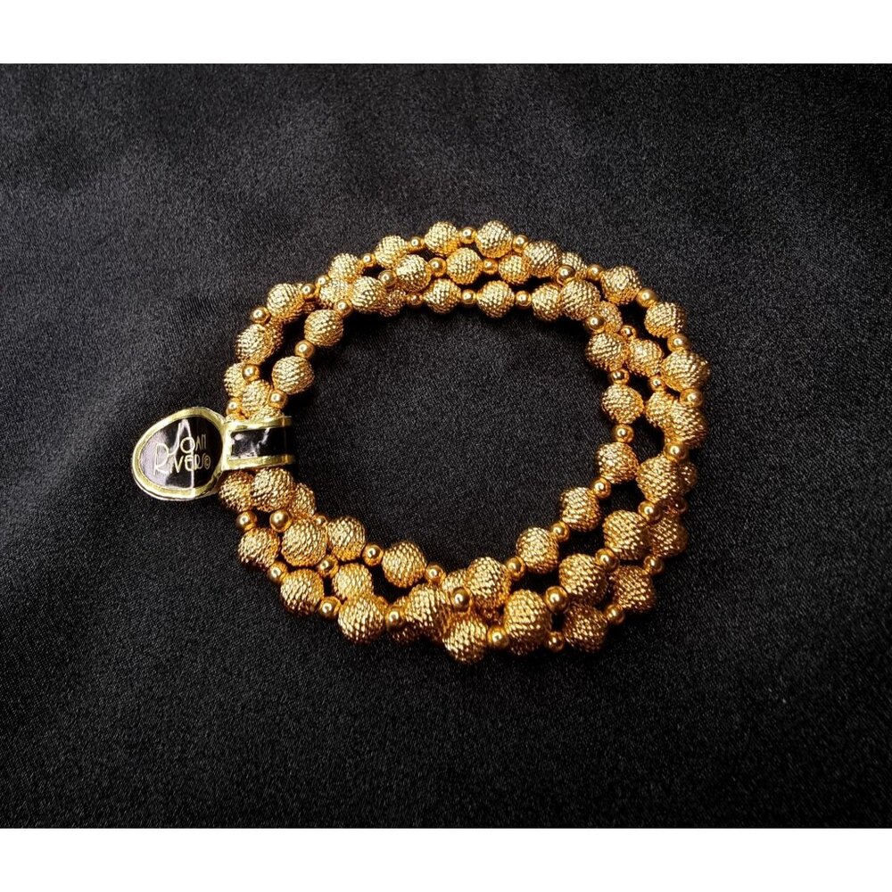 Vintage Joan Rivers Classics Collection Gold-Tone Beaded Triple-Strand Stretch B